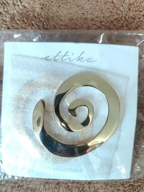 ettika Gold Spiral Statement Earrings With Original Dust Bag